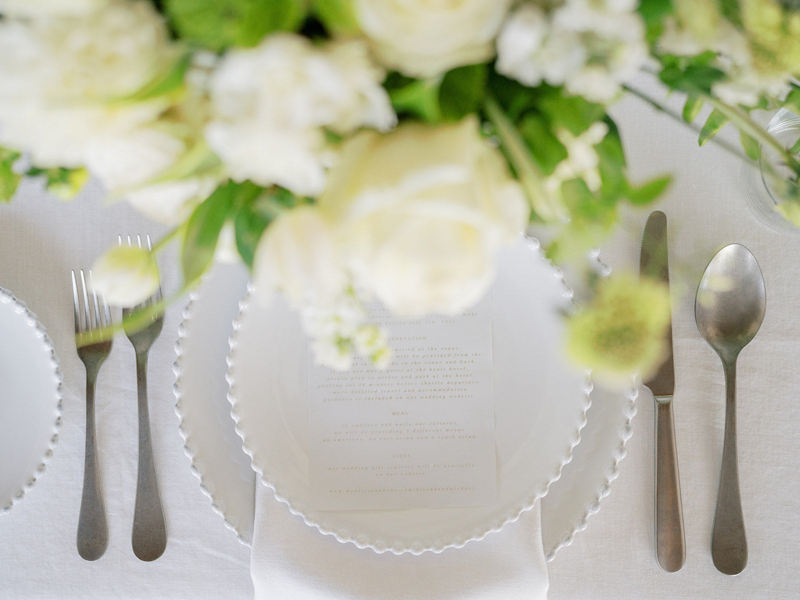 White A la Carte Wedding Table Setting