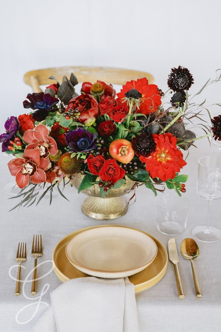 Moody A la Carte Wedding Flowers Centerpiece from Green Fresh Florals + Plants