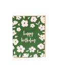 Brush Floral Happy Birthday Greeting Card - Green Fresh Florals + Plants