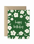 Brush Floral Happy Birthday Greeting Card - Green Fresh Florals + Plants