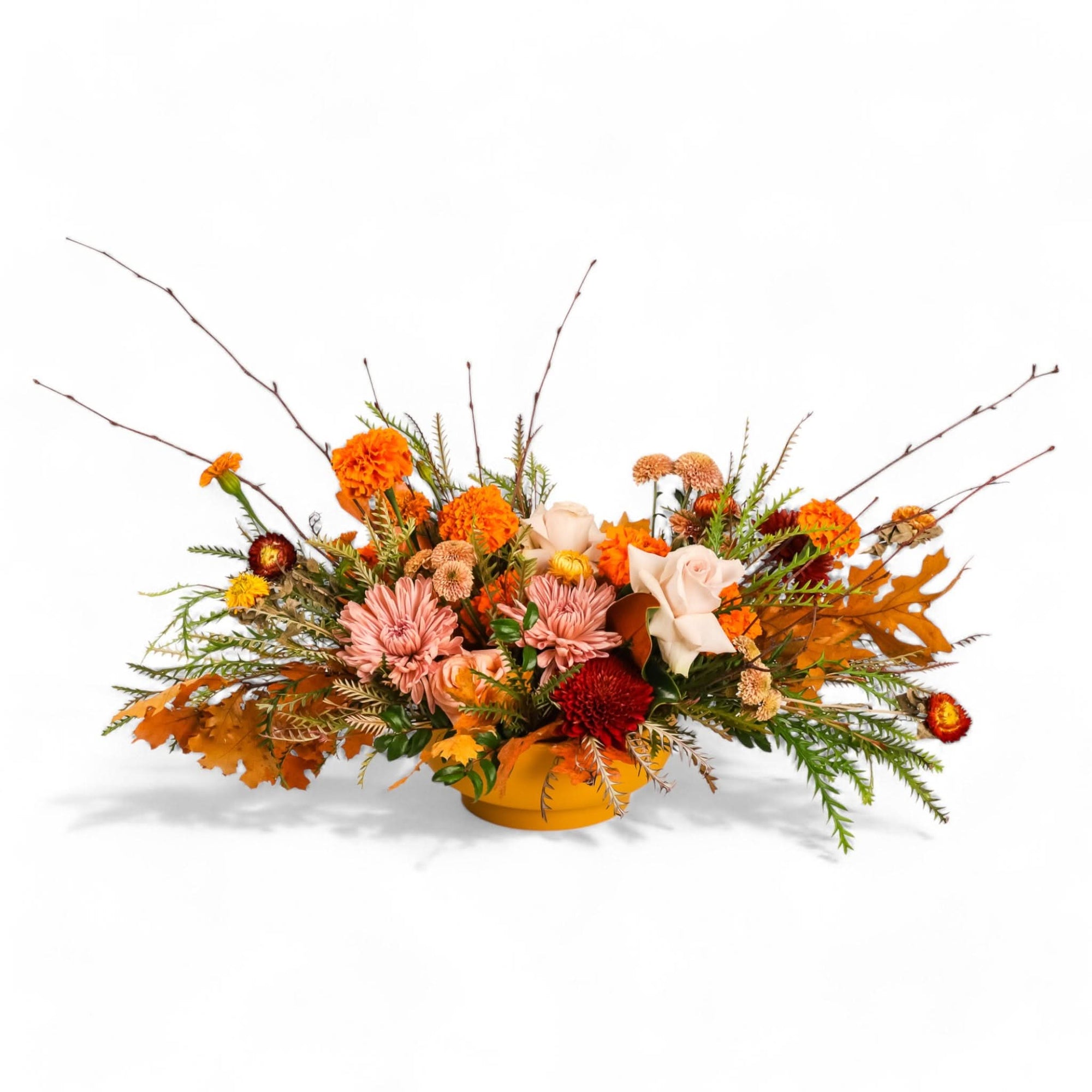 Grateful Gathering Designer Centerpiece - Green Fresh Florals + Plants