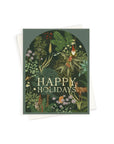 Happy Holidays Woodland Forest Card - Green Fresh Florals + Plants