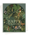 Happy Holidays Woodland Forest Card - Green Fresh Florals + Plants