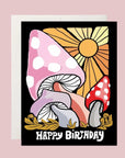 Magic Mushroom Birthday Card - Green Fresh Florals + Plants