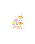 Magic Mushroom Birthday Wishes Card - Green Fresh Florals + Plants