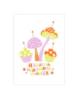 Magic Mushroom Birthday Wishes Card - Green Fresh Florals + Plants