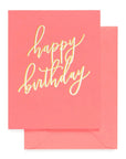 Neon Happy Birthday Card - Green Fresh Florals + Plants