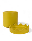 Pissaro Pot + Saucer - Green Fresh Florals + Plants