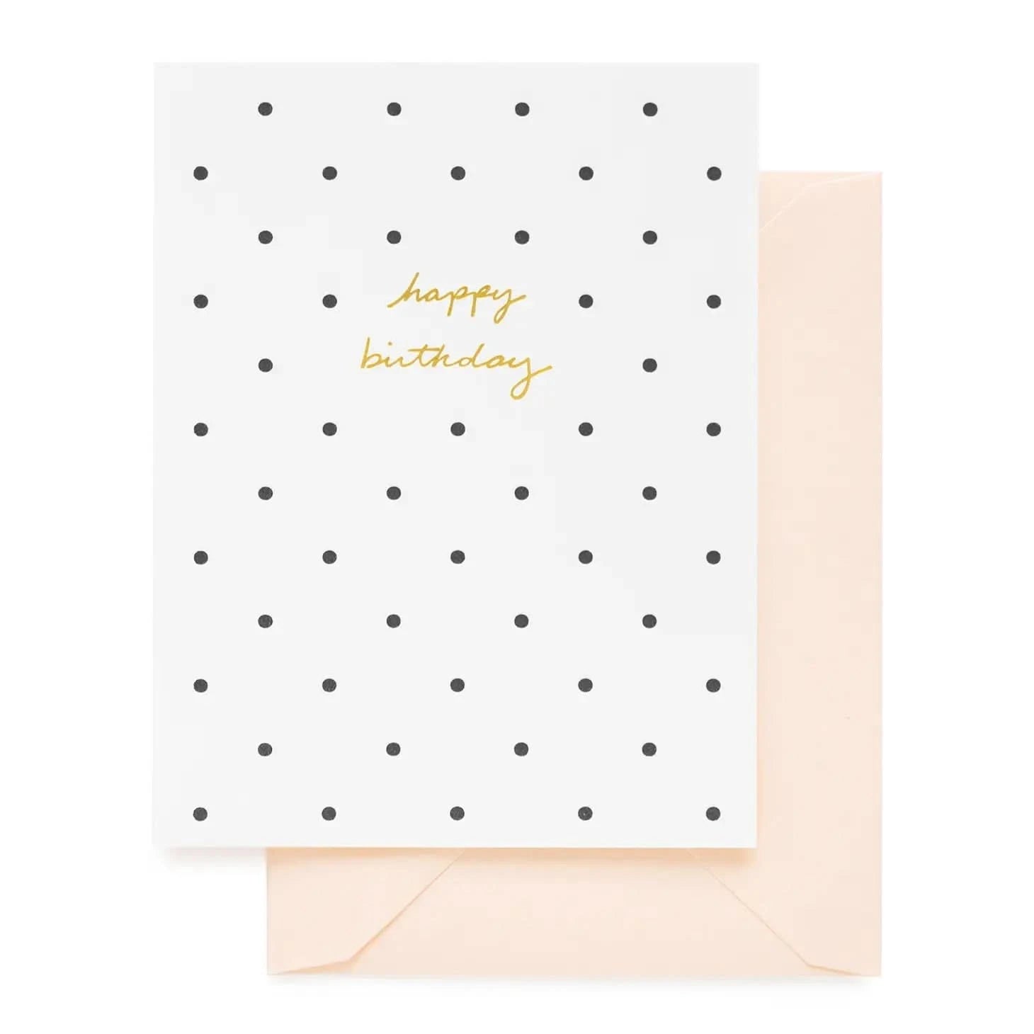 Polka Dot Birthday Card - Green Fresh Florals + Plants