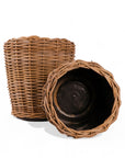 Rattan Basket - Green Fresh Florals + Plants