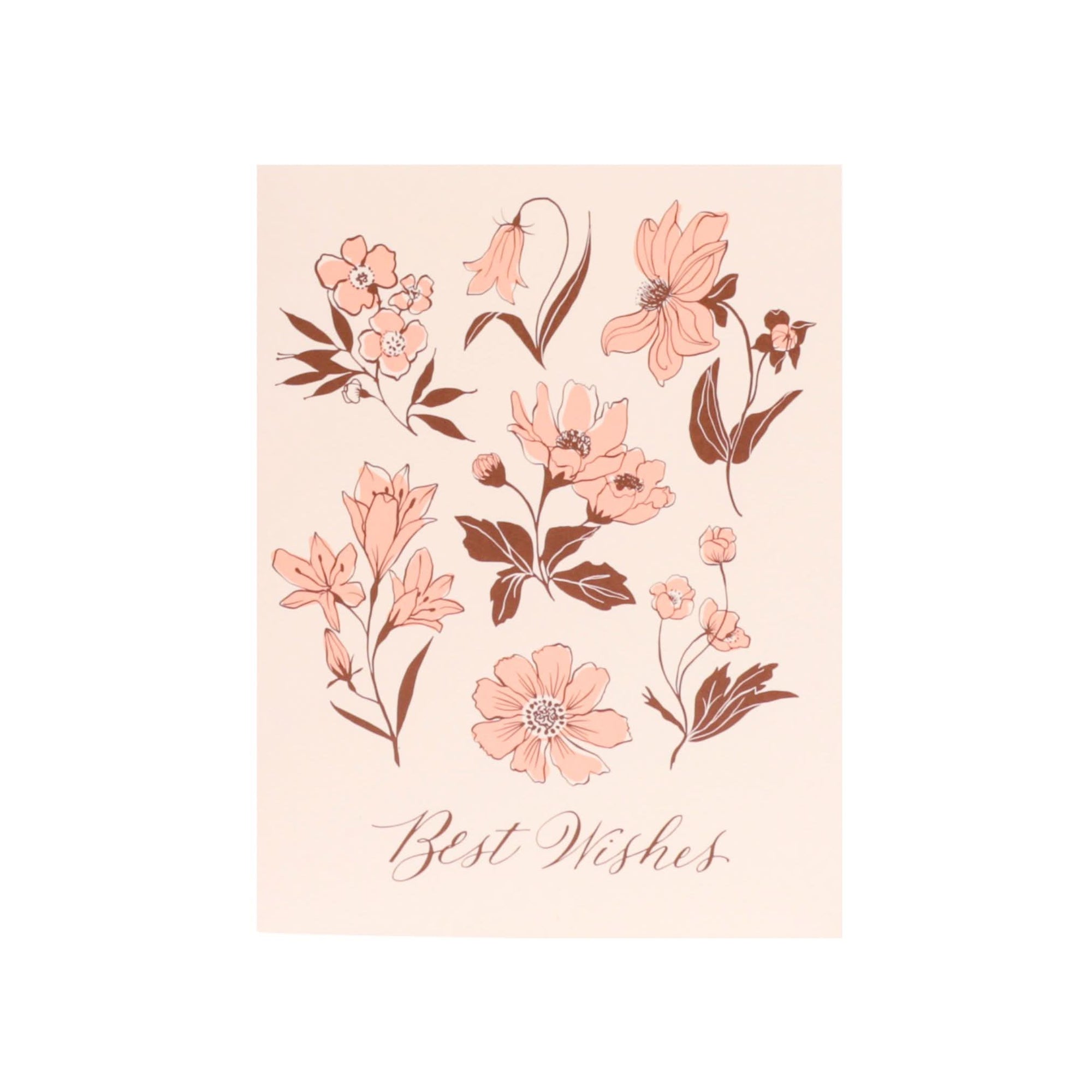 Scottish Floral Best Wishes Card - Green Fresh Florals + Plants