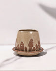 Wild Mushroom Pot + Saucer - Green Fresh Florals + Plants