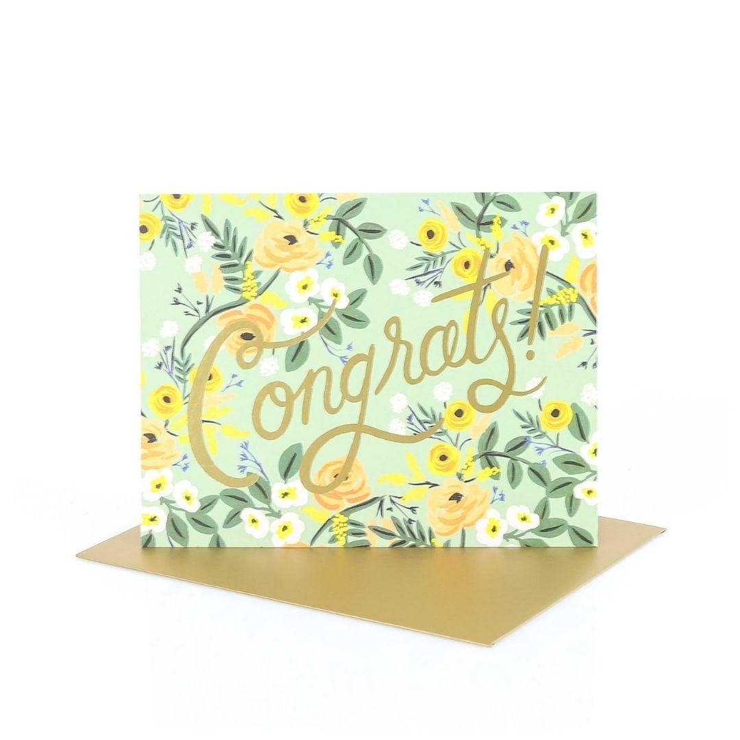 Blue Meadow Congrats Card - Green Fresh Florals + Plants
