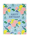 Blue & Yellow Floral Birthday Card - Green Fresh Florals + Plants