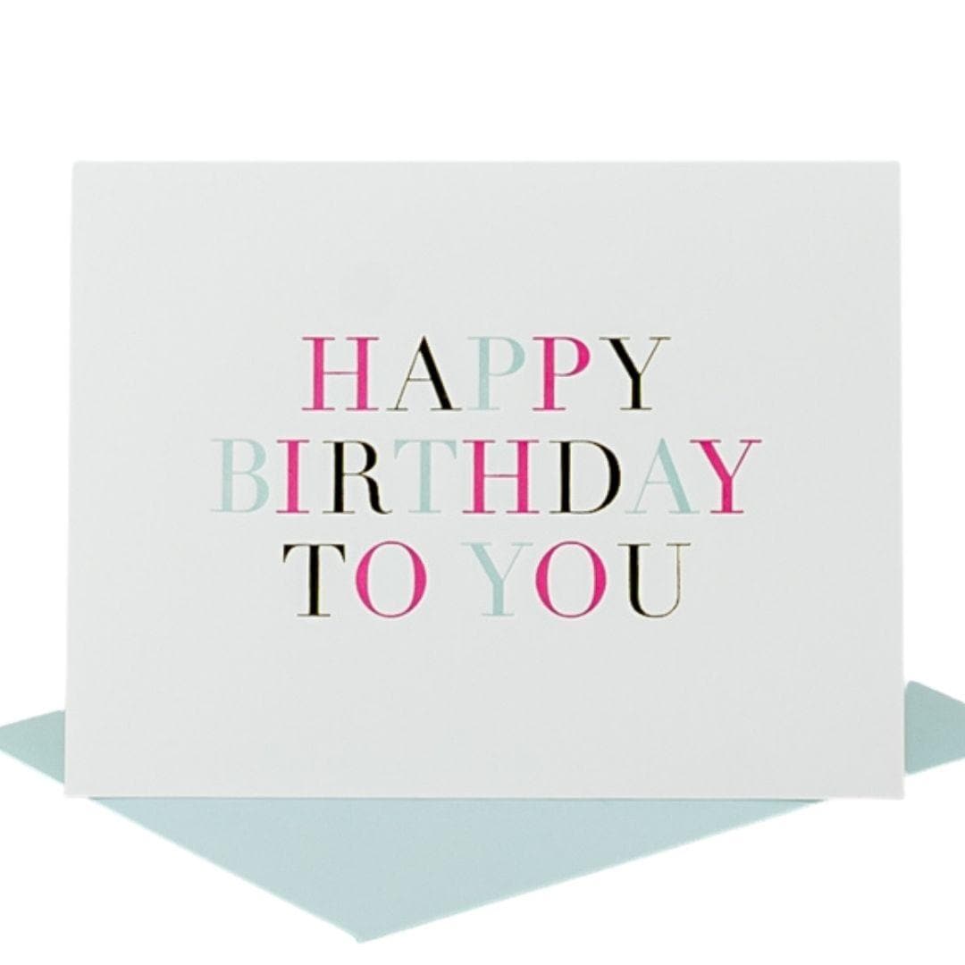 Colorful Happy Birthday Card - Green Fresh Florals + Plants