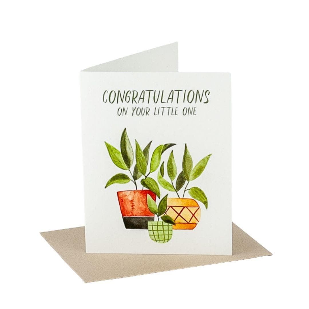 Congrats on Your Little One Card - Green Fresh Florals + Plants