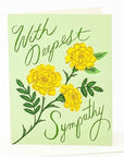 Deepest Sympathy Marigold Card - Green Fresh Florals + Plants