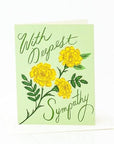Deepest Sympathy Marigold Card - Green Fresh Florals + Plants