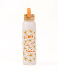 Grow with the Flow Glass Water Bottle - Green Fresh Florals + Plants