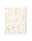 Happy Birthday Gilded Cactus Card - Green Fresh Florals + Plants