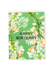Happy Birthday Green Floral Card - Green Fresh Florals + Plants