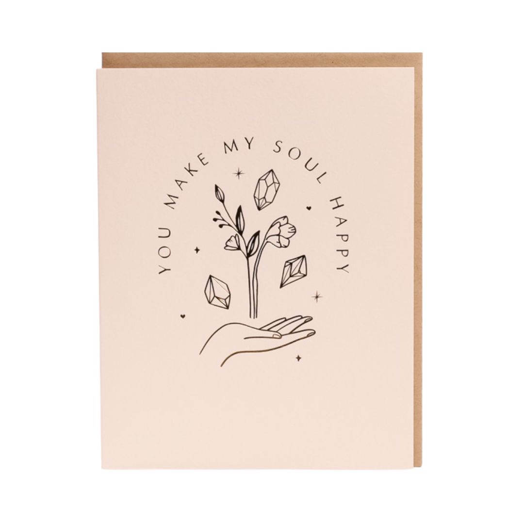 Happy Soul Crystal Card - Green Fresh Florals + Plants