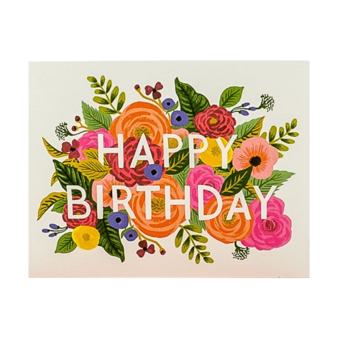 Juliet Rose Birthday Card - Green Fresh Florals + Plants