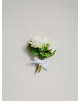 White A la Carte Wedding Boutonniére - Green Fresh Florals + Plants