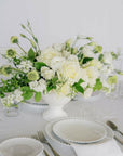 White A la Carte Wedding Centerpiece - Green Fresh Florals + Plants