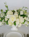White A la Carte Wedding Centerpiece - Green Fresh Florals + Plants