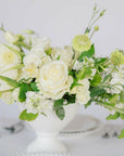 White A la Carte Wedding Centerpiece - Green Fresh Florals + Plants
