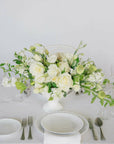 White A la Carte Wedding Centerpiece - Green Fresh Florals + Plants