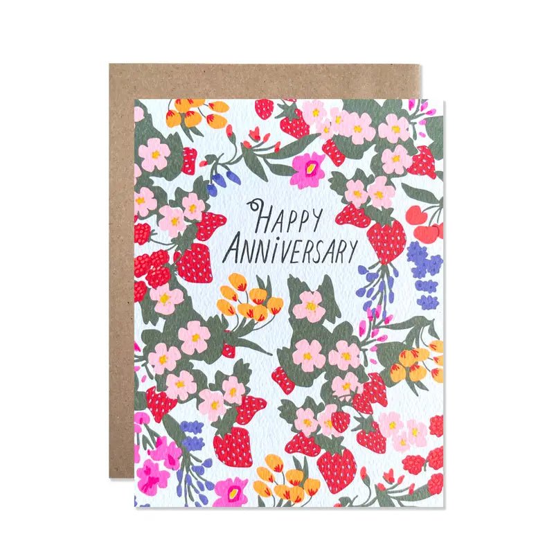 Anniversary Fruits and Flowers Card - Green Fresh Florals + Plants