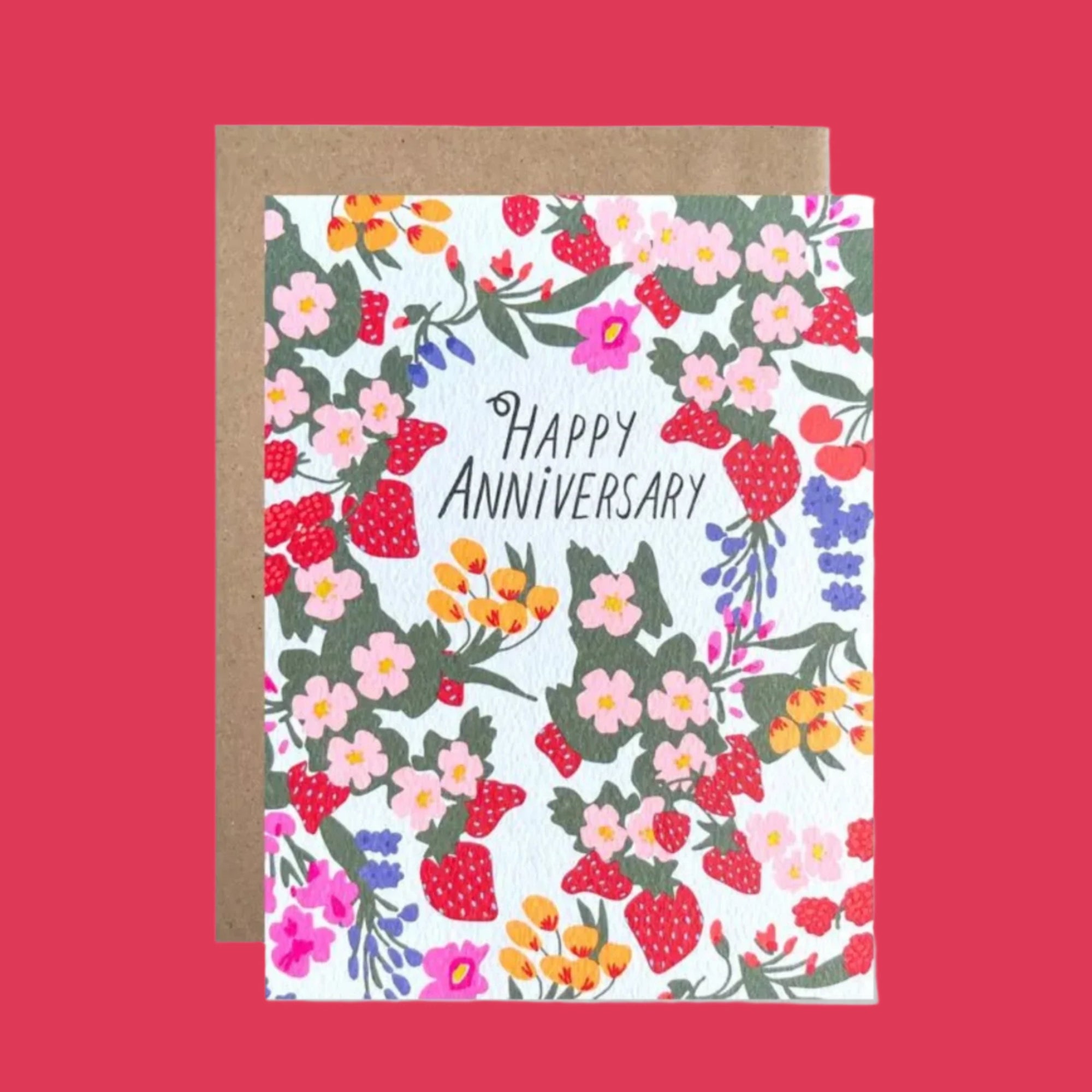 Fruits and Flowers Anniversary Card - Green Fresh Florals + Plants