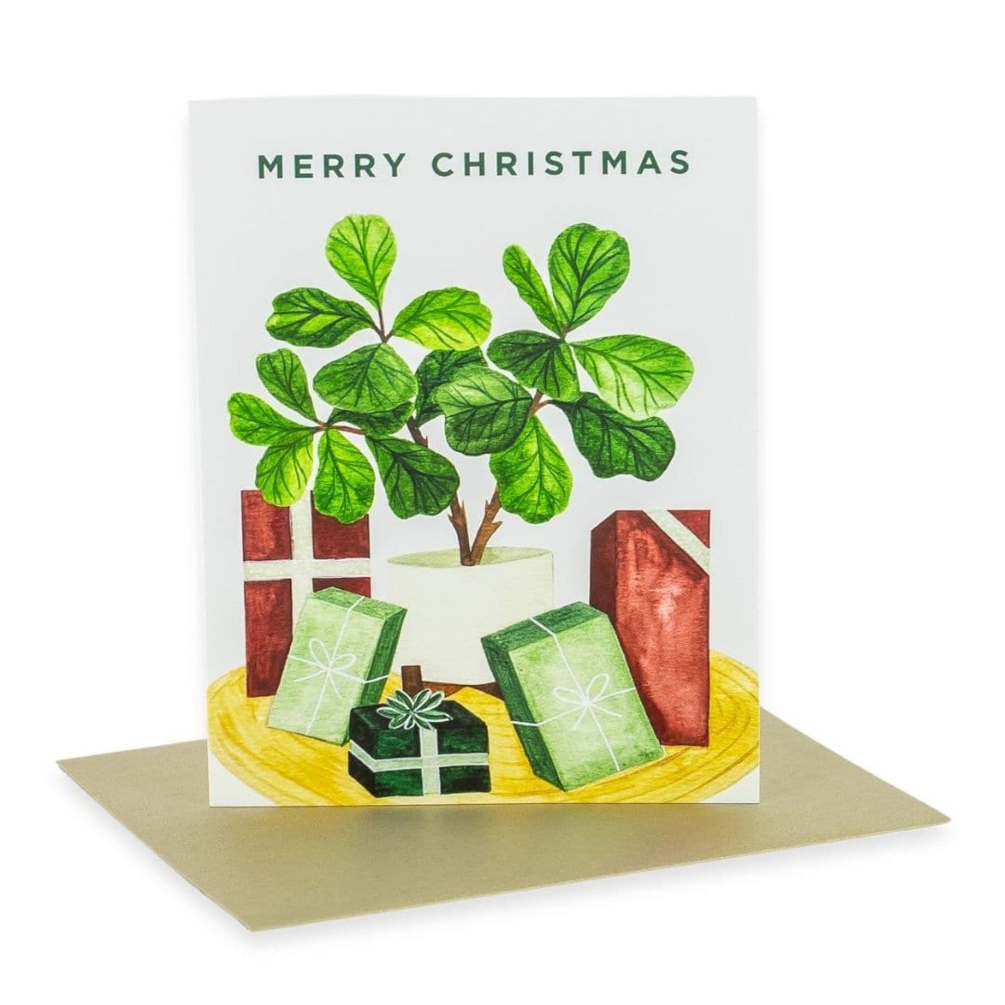 Christmas Fiddle Leaf Card - Green Fresh Florals + Plants