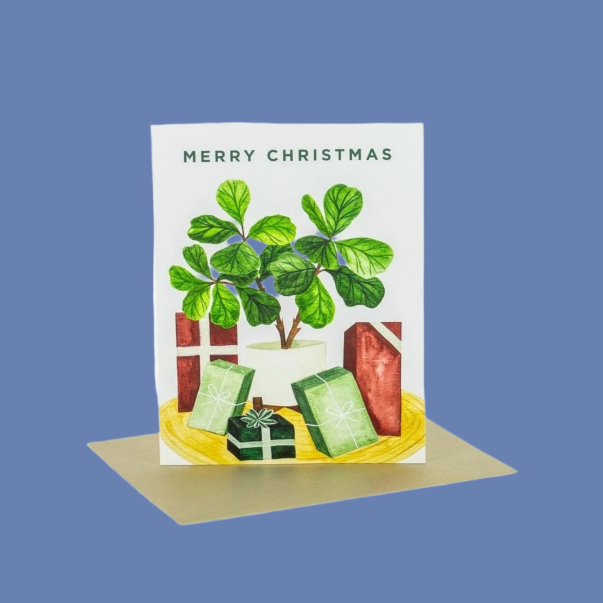 Christmas Fiddle Leaf Card - Green Fresh Florals + Plants