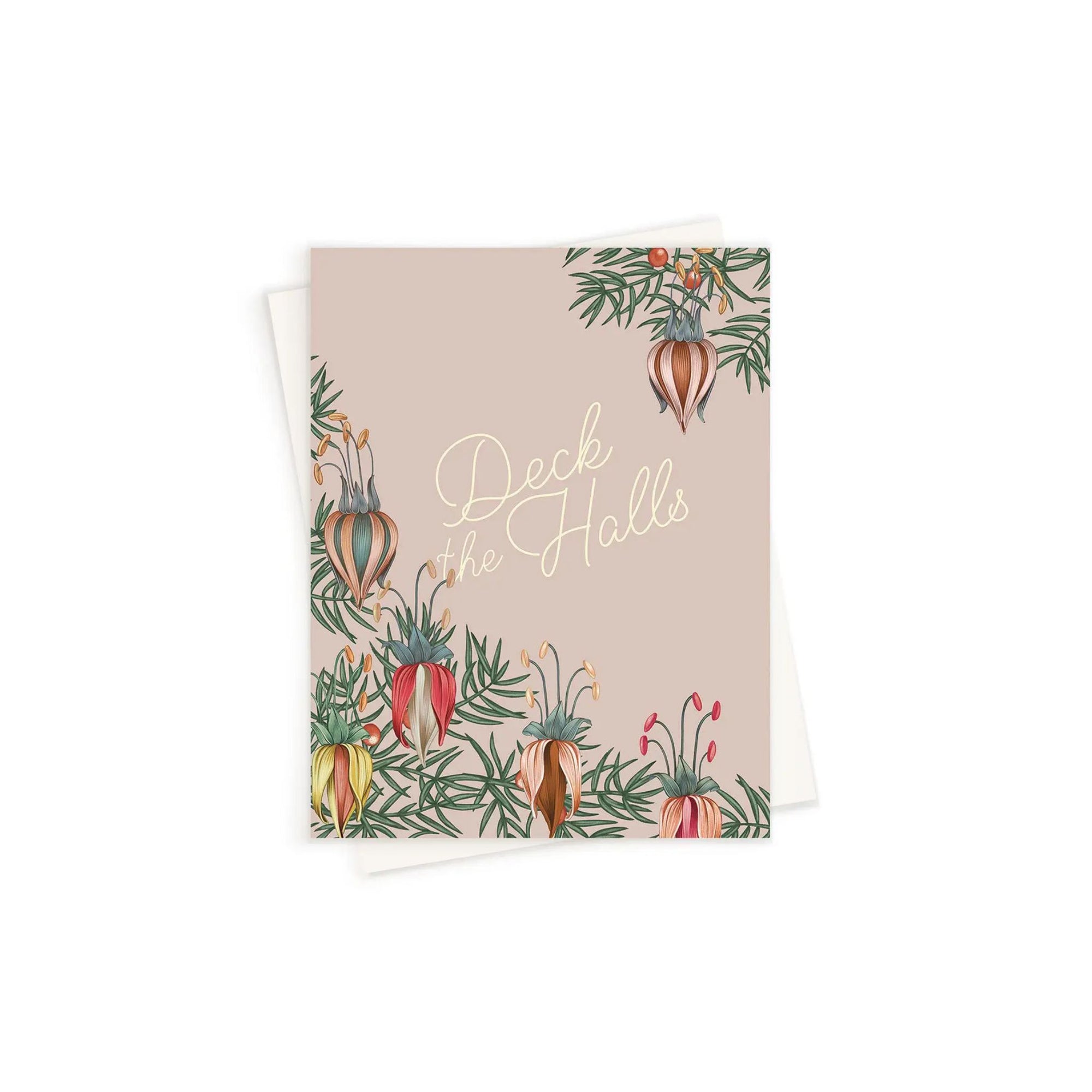 Deck the Halls Ornament Card - Green Fresh Florals + Plants