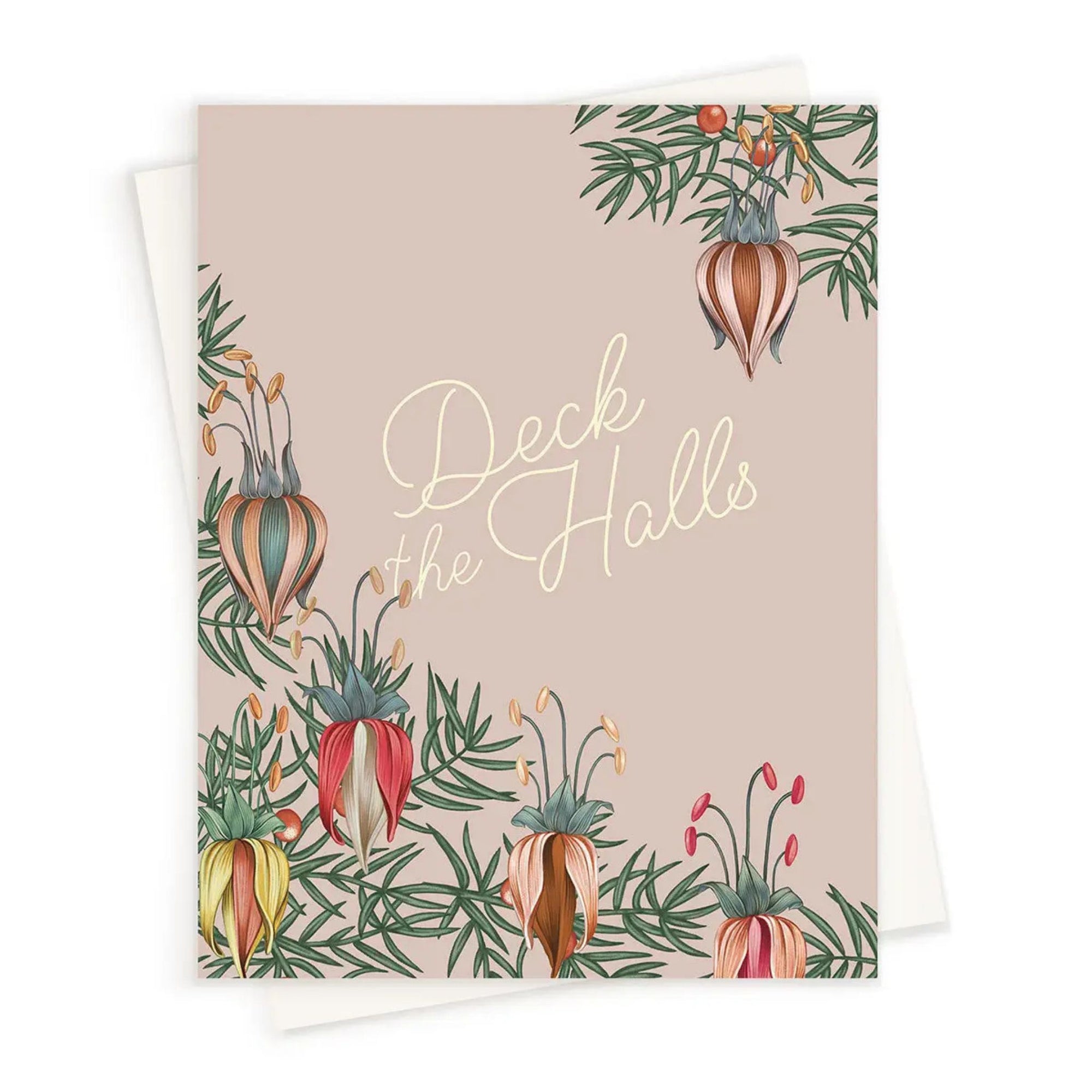 Deck the Halls Ornament Card - Green Fresh Florals + Plants