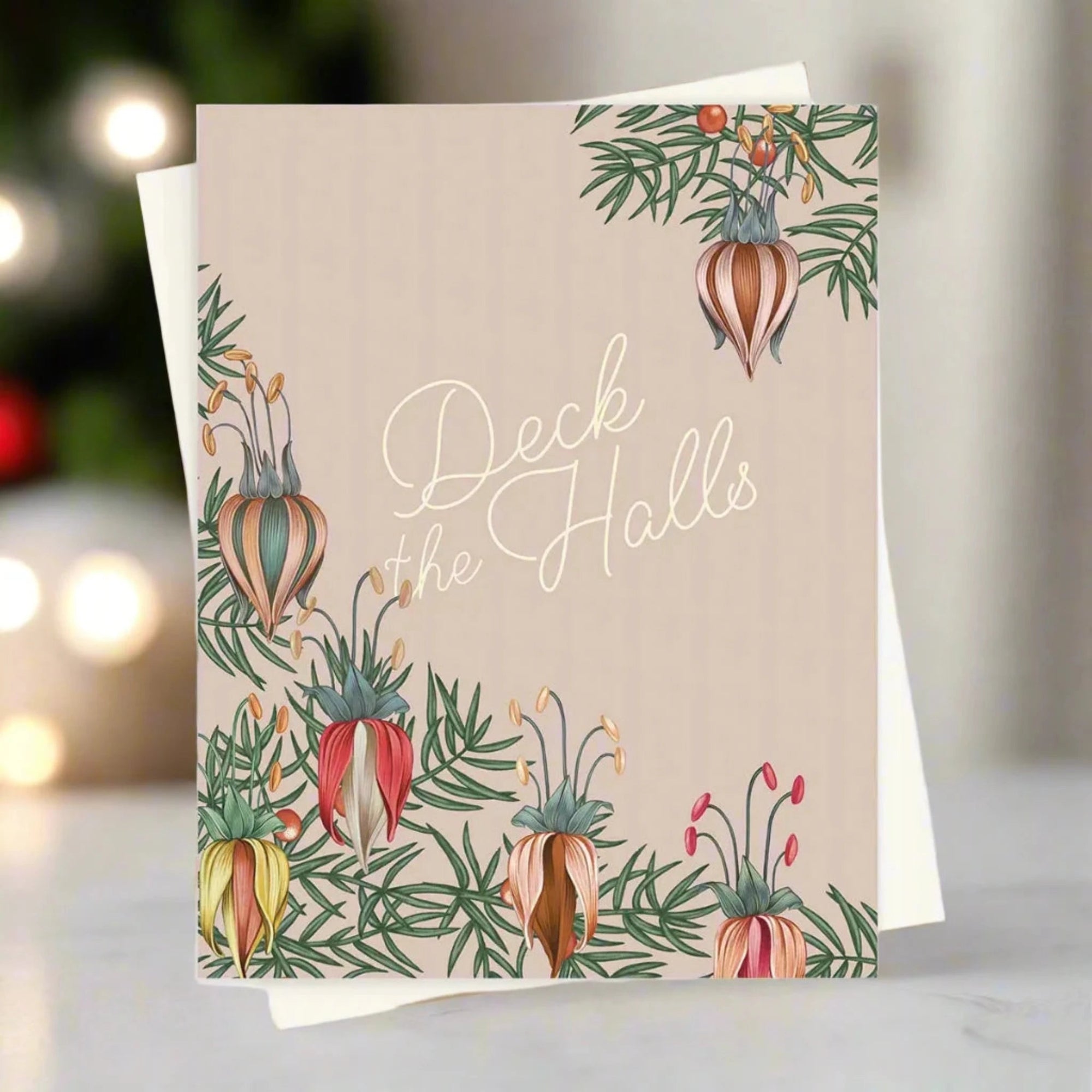 Deck the Halls Ornament Card - Green Fresh Florals + Plants