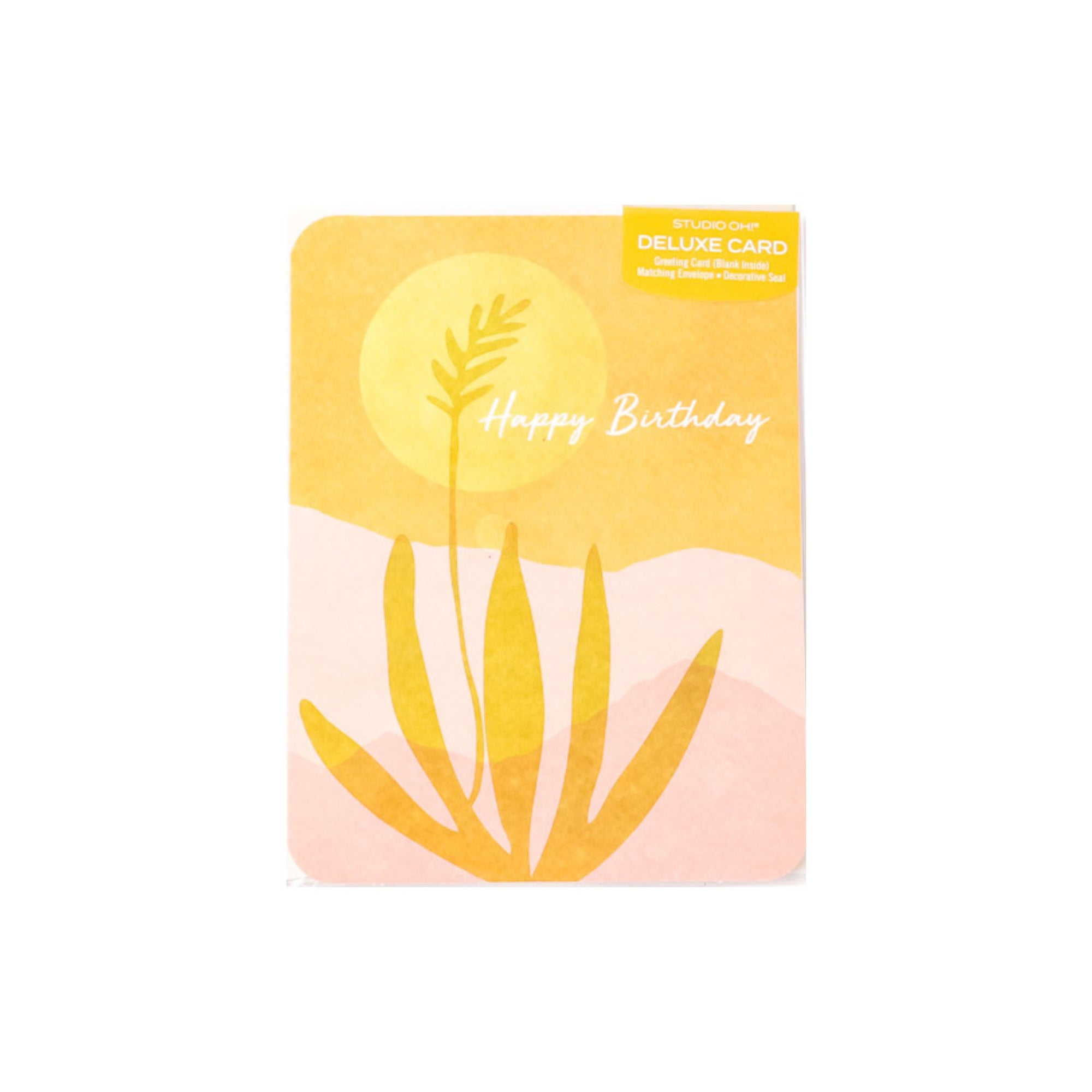 Deluxe Golden Agave Birthday Card - Green Fresh Florals + Plants