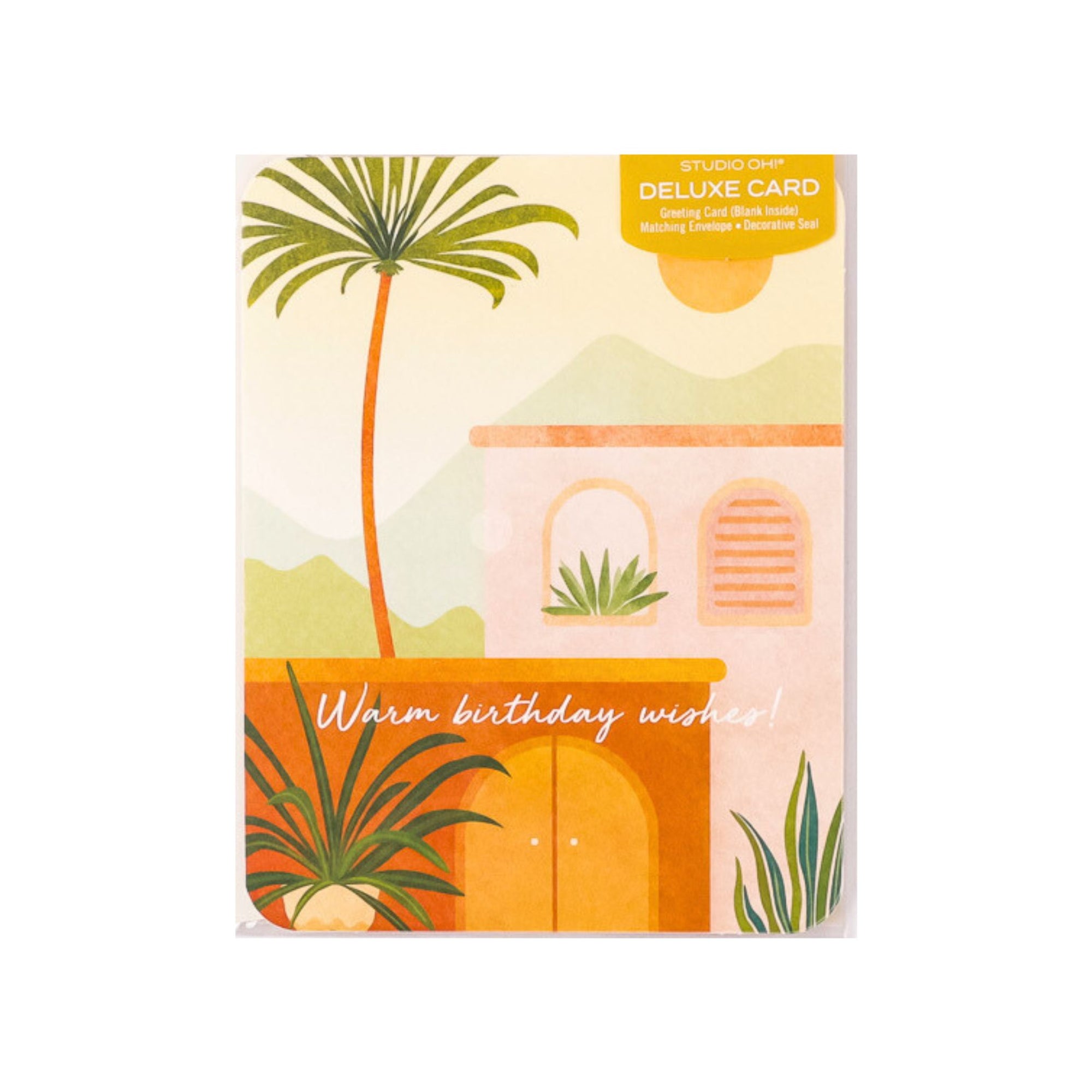 Deluxe Warm Birthday Wishes Card - Green Fresh Florals + Plants