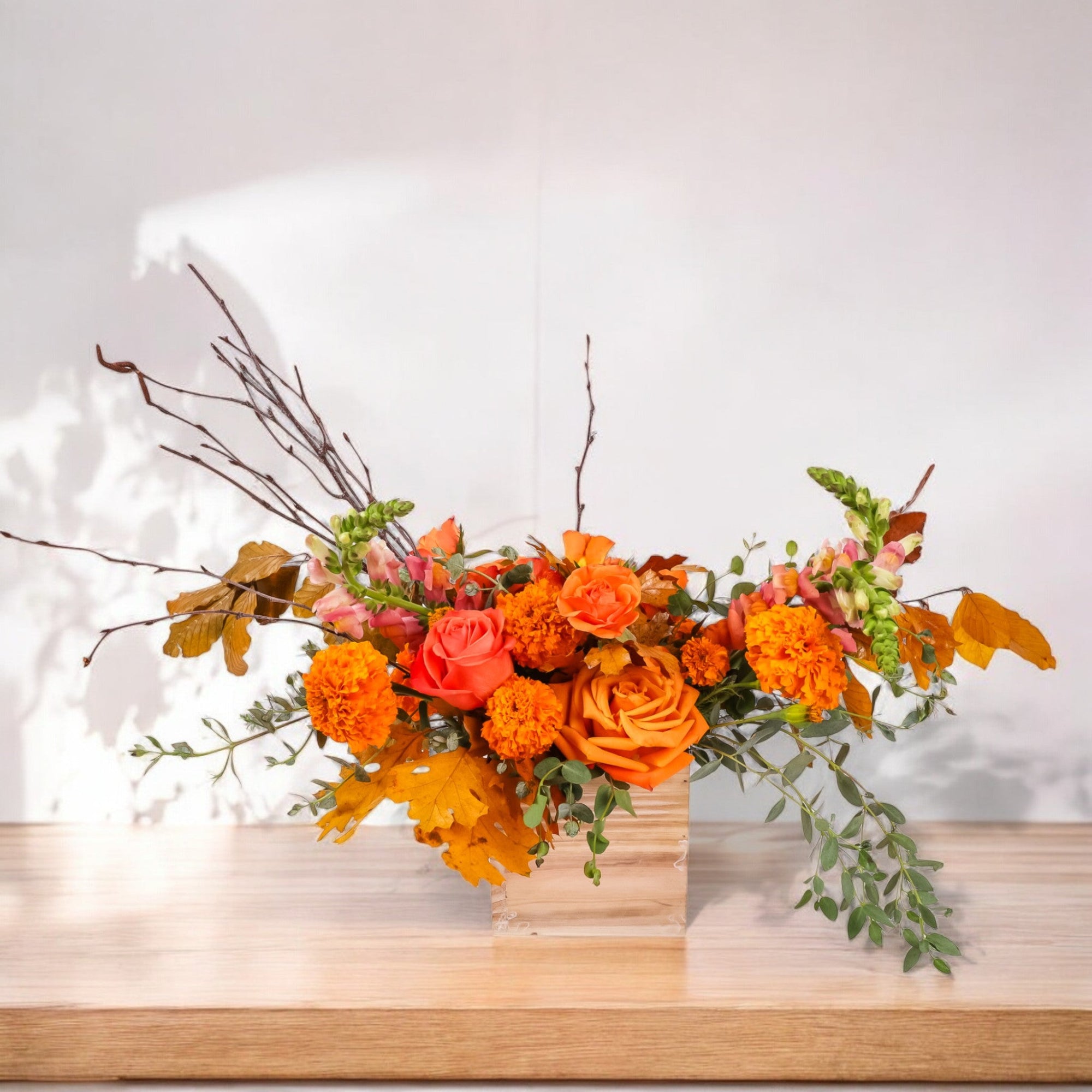 Farmhouse Floral Centerpiece - Green Fresh Florals + Plants