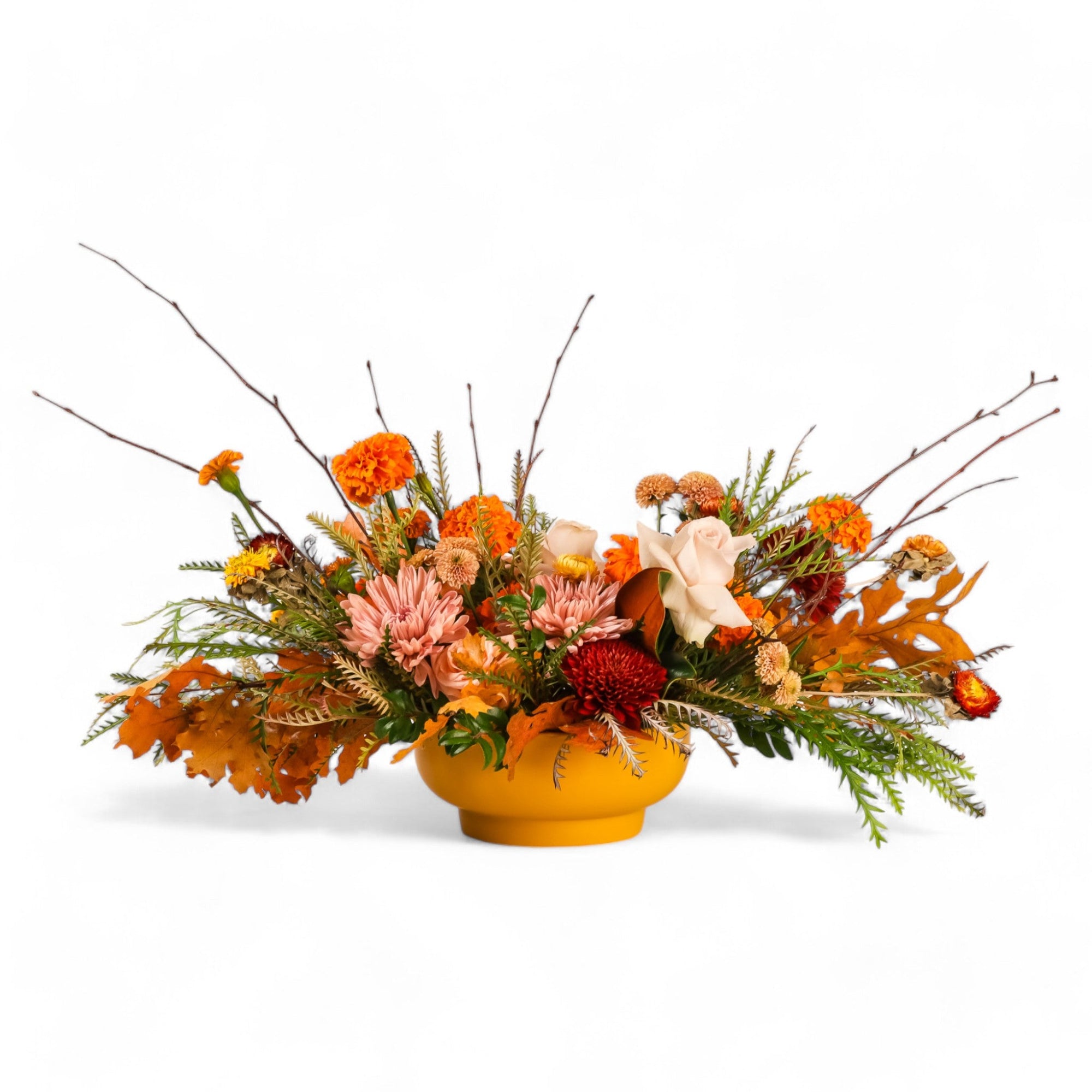 Grateful Gathering Designer Centerpiece - Green Fresh Florals + Plants