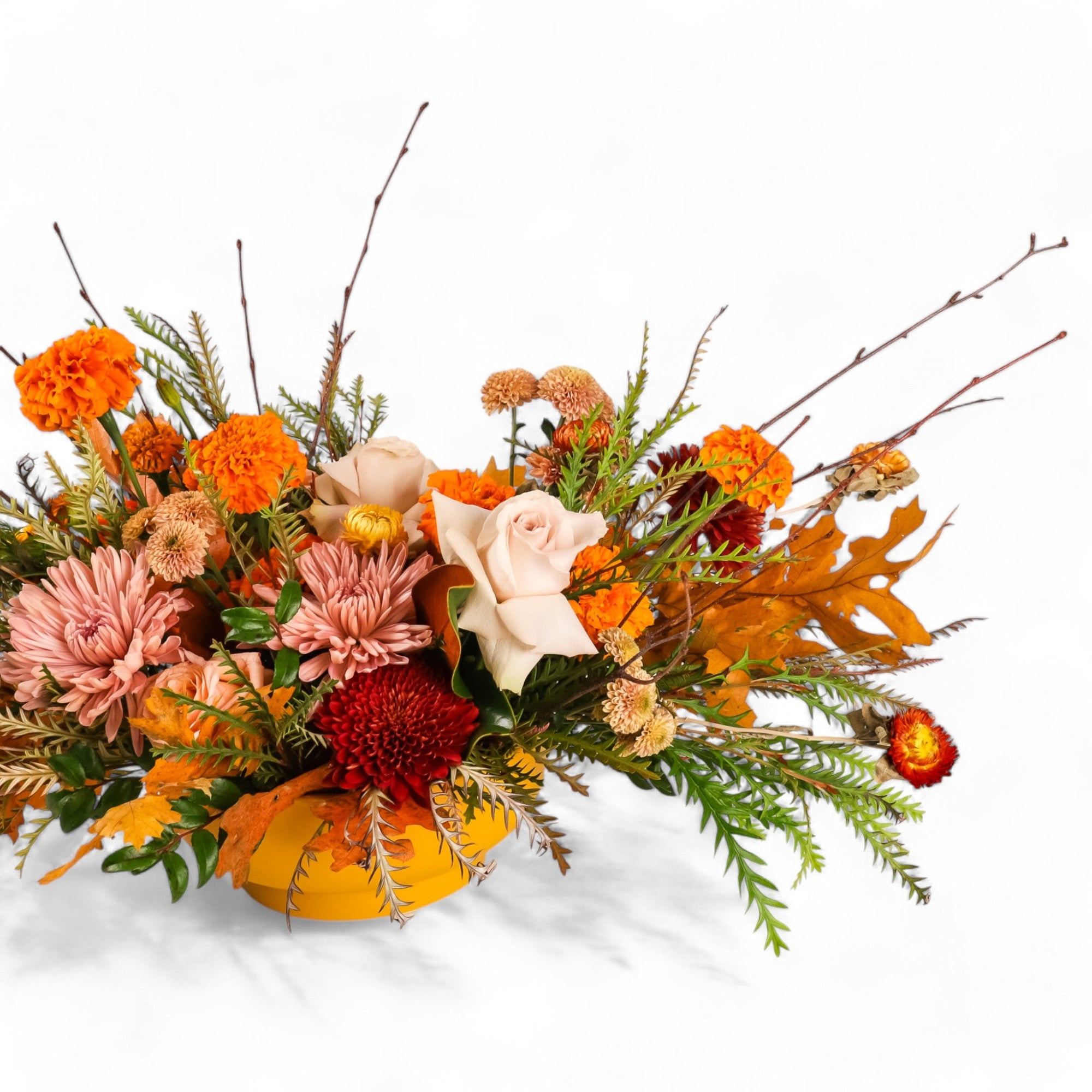 Grateful Gathering Designer Centerpiece - Green Fresh Florals + Plants