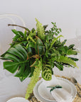 Green Monochrome A la Carte Centerpiece - Green Fresh Florals + Plants