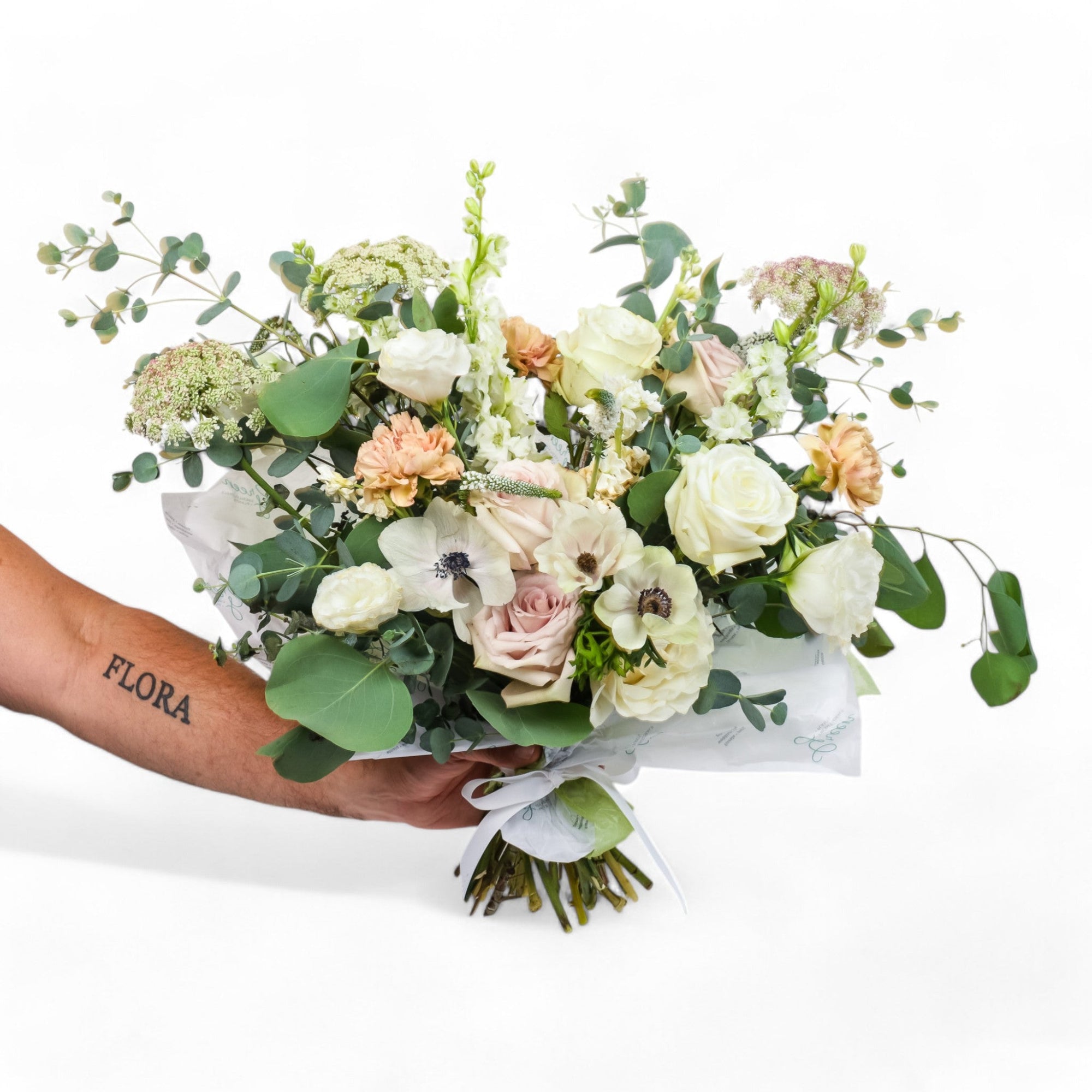 Hand - Tied Fresh Flower Bouquet - Green Fresh Florals + Plants