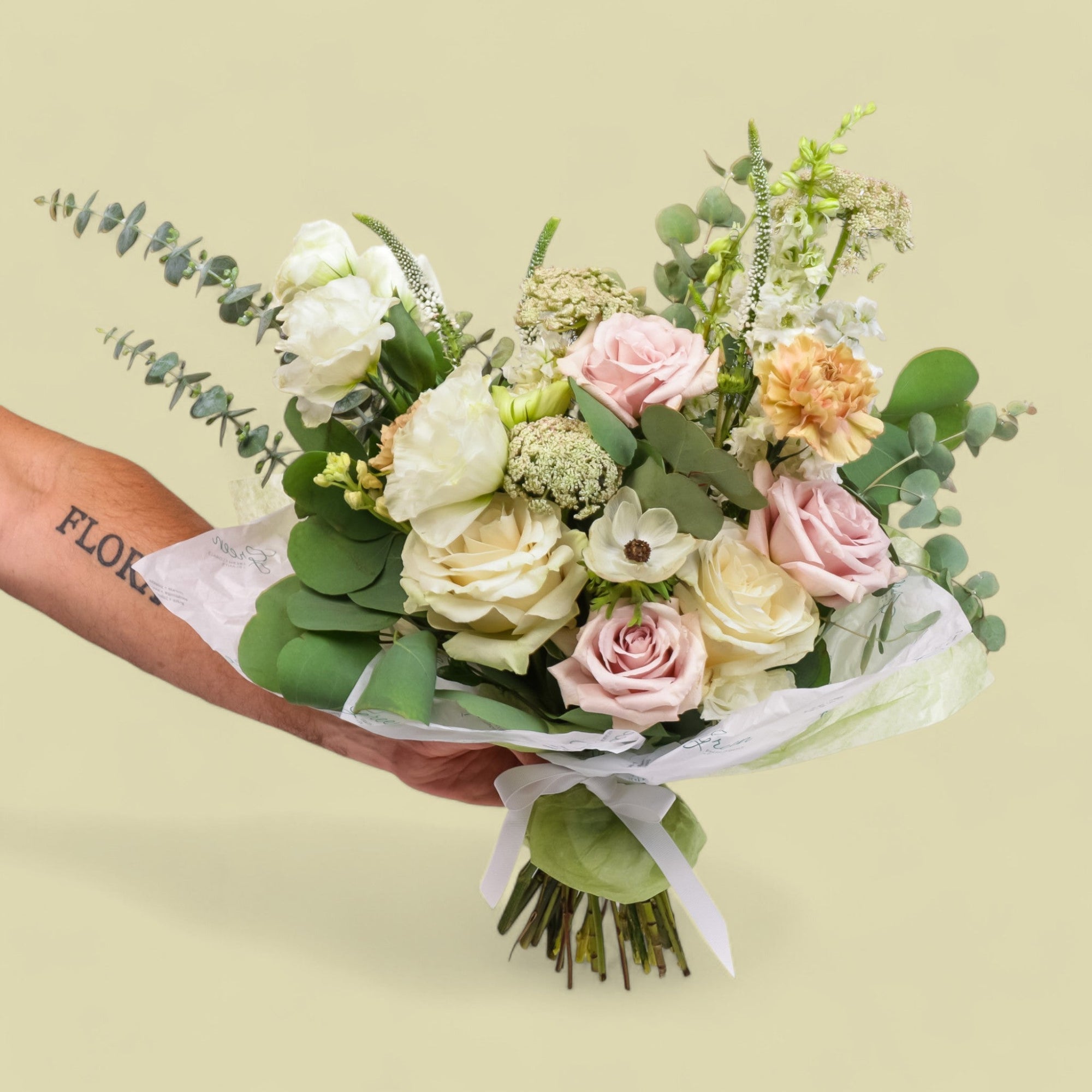 Hand - Tied Fresh Flower Bouquet - Green Fresh Florals + Plants