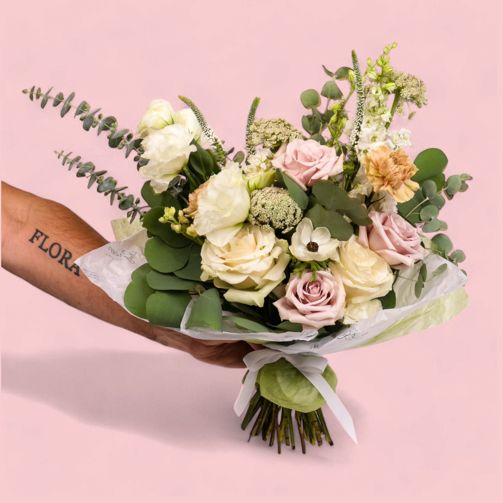 Hand - Tied Fresh Flower Bouquet - Green Fresh Florals + Plants