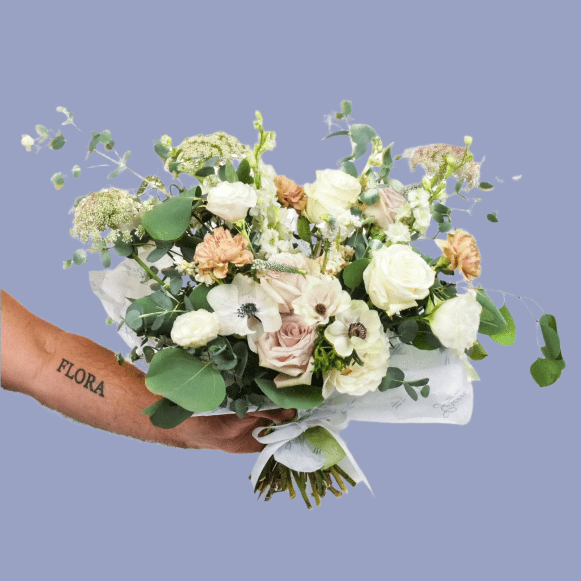 Hand - Tied Fresh Flower Bouquet - Green Fresh Florals + Plants