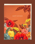 Happy Birthday Rust Floral Card - Green Fresh Florals + Plants